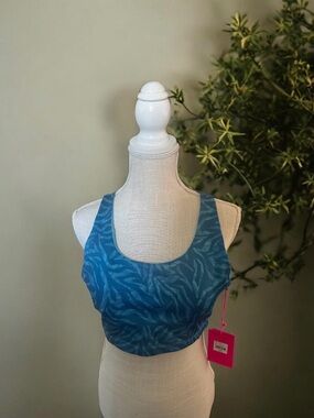 Juicy Couture Blue Patterned Racerback Sports Bra